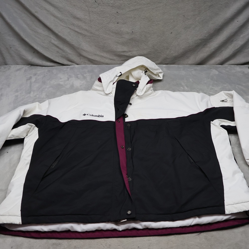 Columbia Jacket Women 3X White Insulated Ski Snow Fleece Lined Waterproof READ